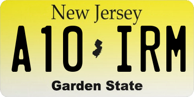 NJ license plate A10IRM