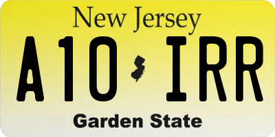 NJ license plate A10IRR