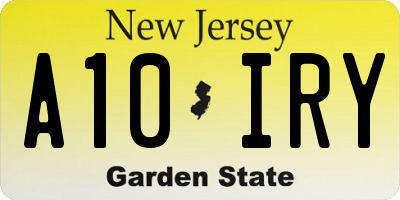 NJ license plate A10IRY