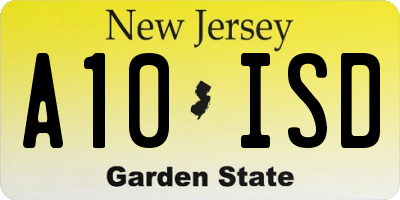 NJ license plate A10ISD