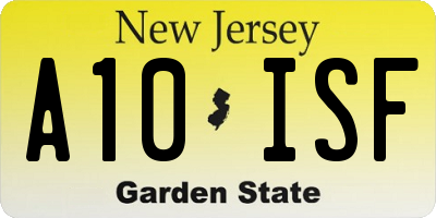 NJ license plate A10ISF