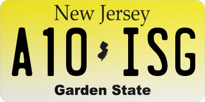 NJ license plate A10ISG