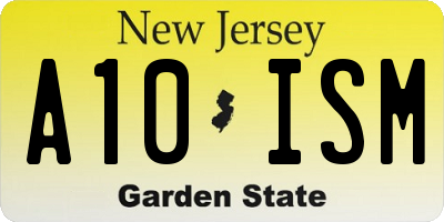 NJ license plate A10ISM