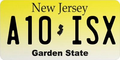 NJ license plate A10ISX