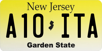 NJ license plate A10ITA