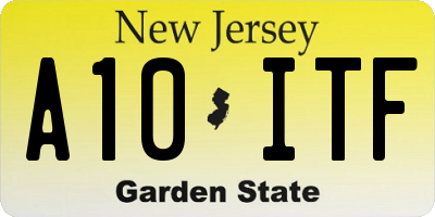 NJ license plate A10ITF