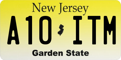 NJ license plate A10ITM