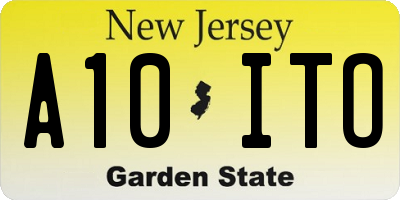 NJ license plate A10ITO