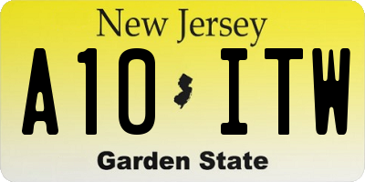 NJ license plate A10ITW