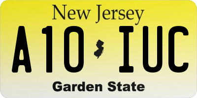 NJ license plate A10IUC