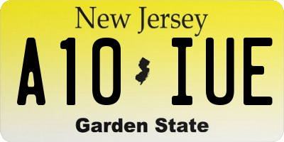 NJ license plate A10IUE