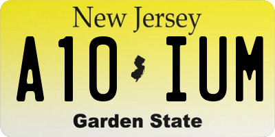 NJ license plate A10IUM