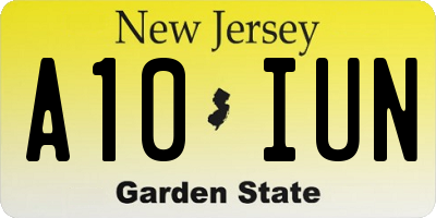 NJ license plate A10IUN