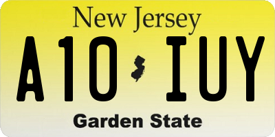 NJ license plate A10IUY