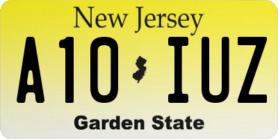 NJ license plate A10IUZ