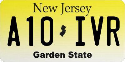 NJ license plate A10IVR