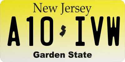 NJ license plate A10IVW