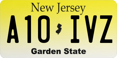 NJ license plate A10IVZ