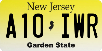 NJ license plate A10IWR