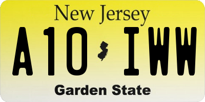 NJ license plate A10IWW