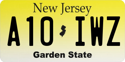 NJ license plate A10IWZ