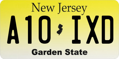 NJ license plate A10IXD