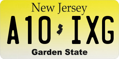 NJ license plate A10IXG