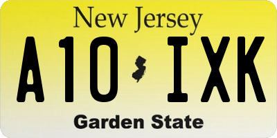 NJ license plate A10IXK