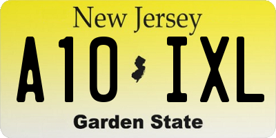 NJ license plate A10IXL