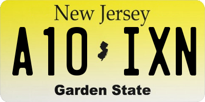 NJ license plate A10IXN