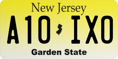 NJ license plate A10IXO