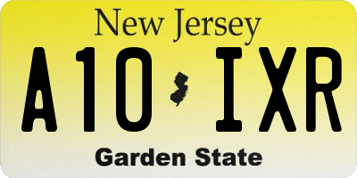 NJ license plate A10IXR