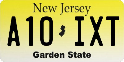 NJ license plate A10IXT