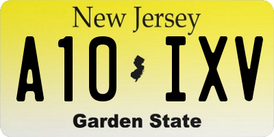 NJ license plate A10IXV