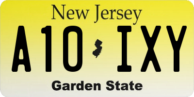 NJ license plate A10IXY