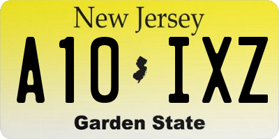 NJ license plate A10IXZ