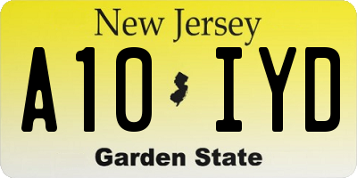 NJ license plate A10IYD