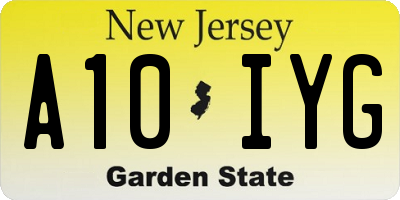 NJ license plate A10IYG