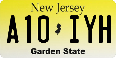 NJ license plate A10IYH