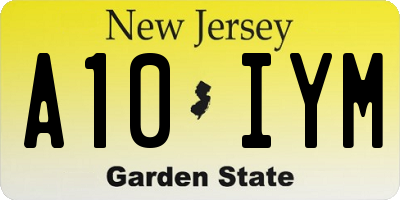 NJ license plate A10IYM
