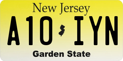 NJ license plate A10IYN