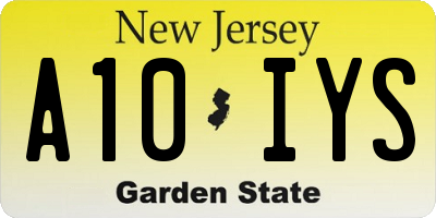 NJ license plate A10IYS