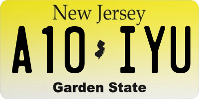 NJ license plate A10IYU