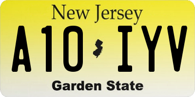 NJ license plate A10IYV