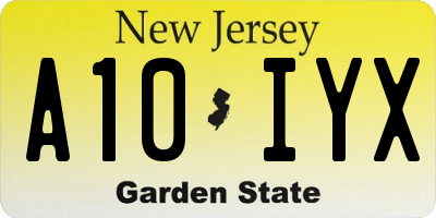 NJ license plate A10IYX