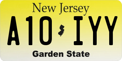 NJ license plate A10IYY