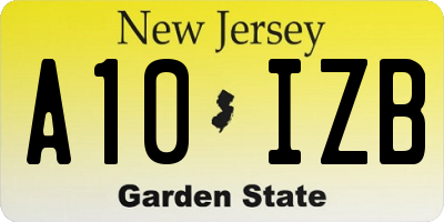 NJ license plate A10IZB