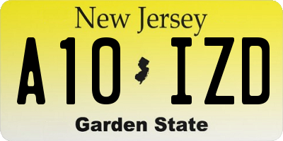 NJ license plate A10IZD