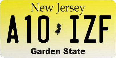 NJ license plate A10IZF