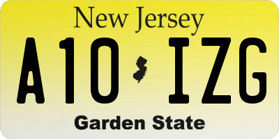 NJ license plate A10IZG